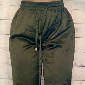 Olive Green Silky Sweatpants